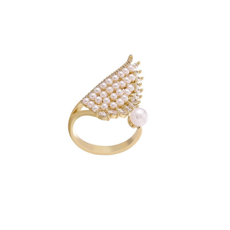 Pearl zircon adjustable ring