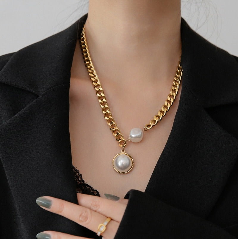 Gold Color Thick Chain Necklace for Women