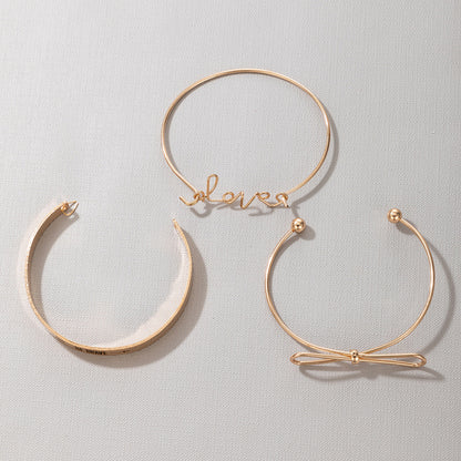 Geometric Bow Bangle Three piece Set