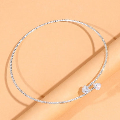 Rhinestone Heart Collar Choker Necklace