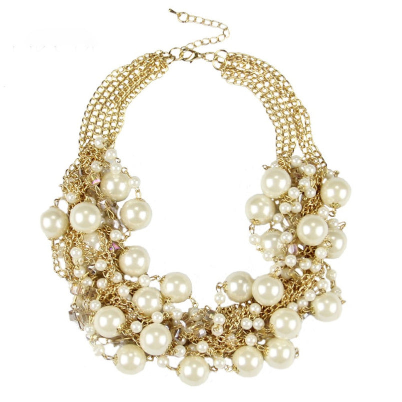 Maxi Necklaces Gold Color Chain Imitation pearls