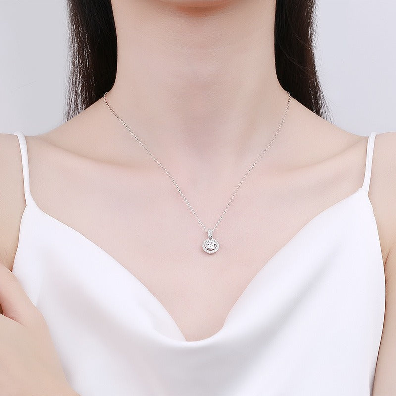 Round Zircon Necklace Silver