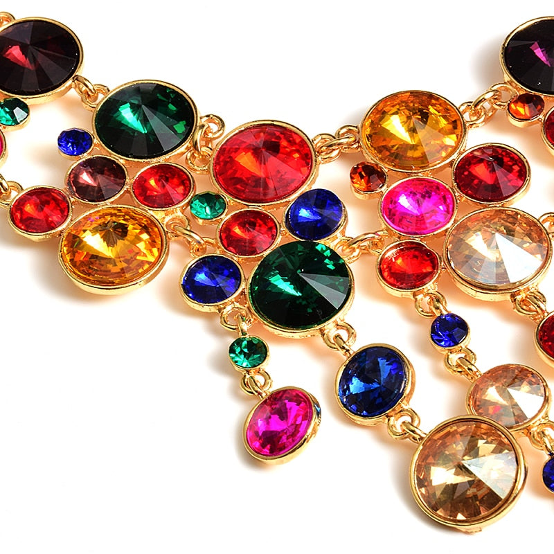 Rhinestones Necklace Accessories Colorful Crystals Necklace For Women