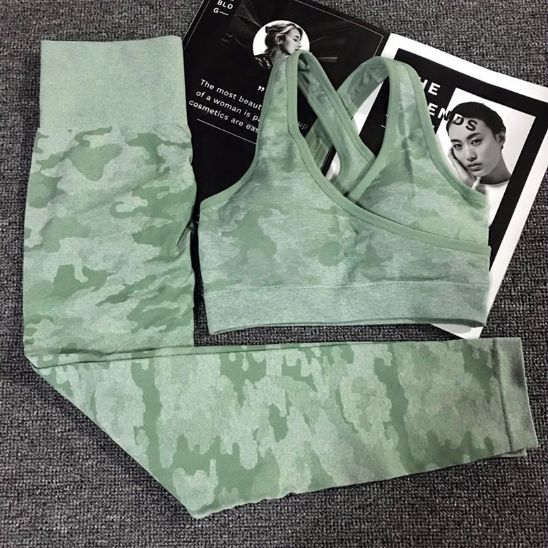 2PCS Camouflage Yoga Set