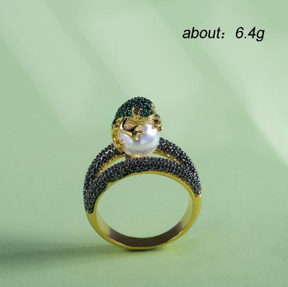 Frog Golden Toad Pearl Ring