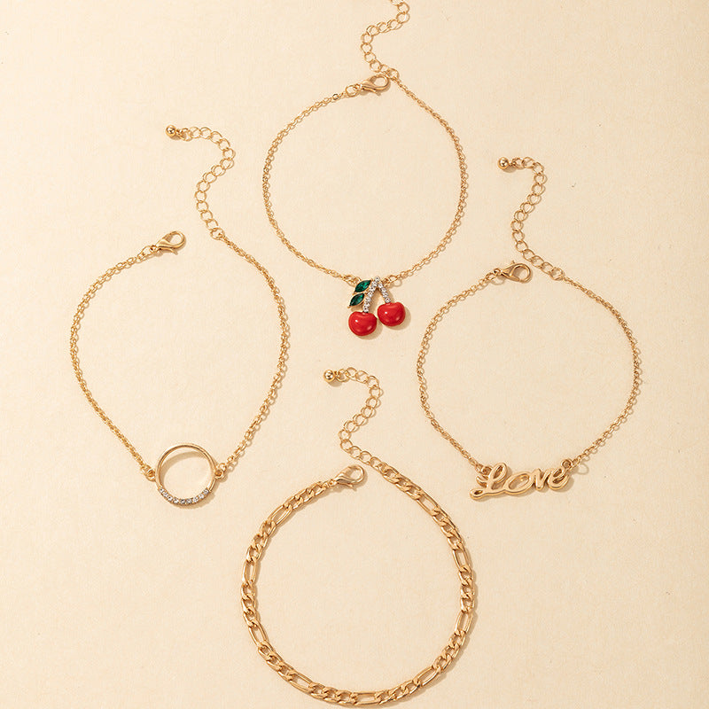 Foot Cherry Four-Layer Anklet