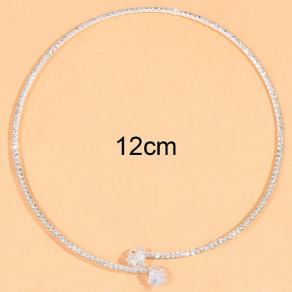 Rhinestone Heart Collar Choker Necklace