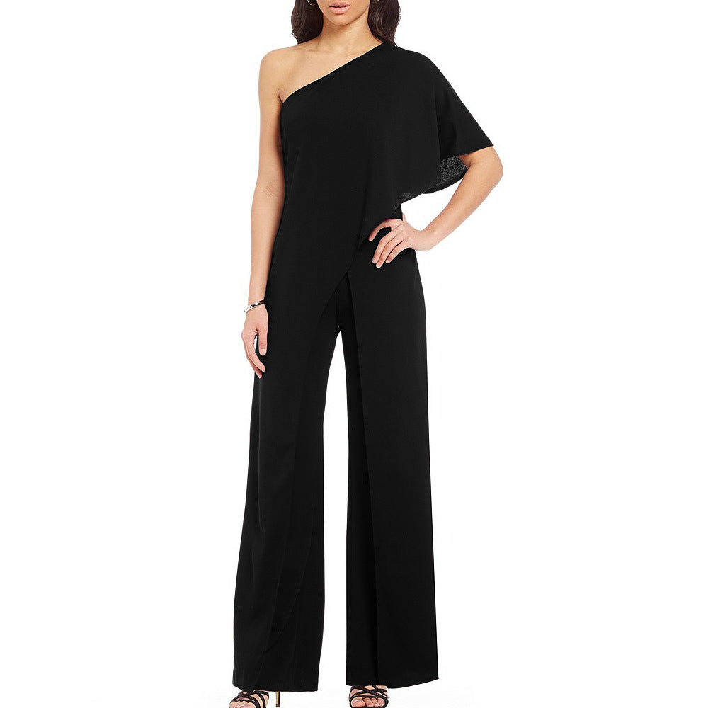 One Shoulder Jumpsuit Wide Leg