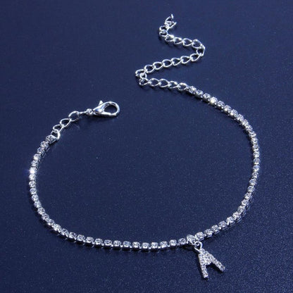 English alphabet alloy anklet