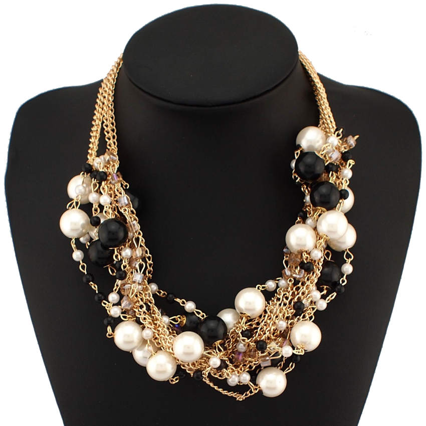 Maxi Necklaces Gold Color Chain Imitation pearls