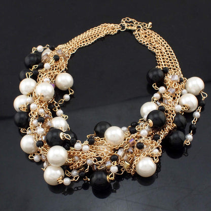 Maxi Necklaces Gold Color Chain Imitation pearls