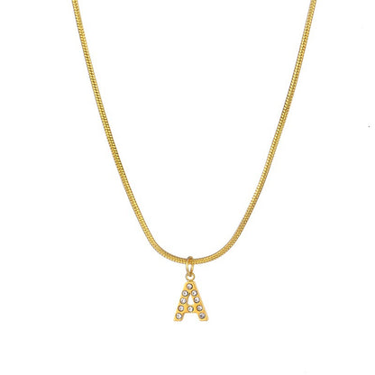 1.2 Round Snake Chain Clavicle Chain 26 English Zircon Letter Necklace