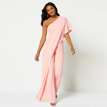 One Shoulder Jumpsuit Wide Leg