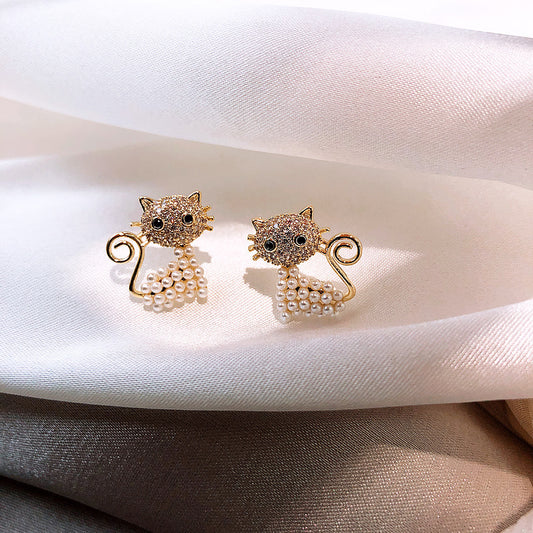 Cat Pearl Earrings