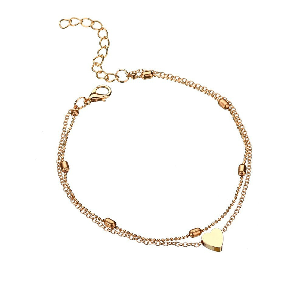 Anklet women's retro peach heart anklet