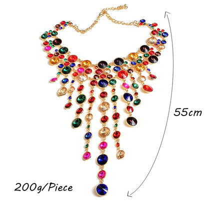 Rhinestones Necklace Accessories Colorful Crystals Necklace For Women