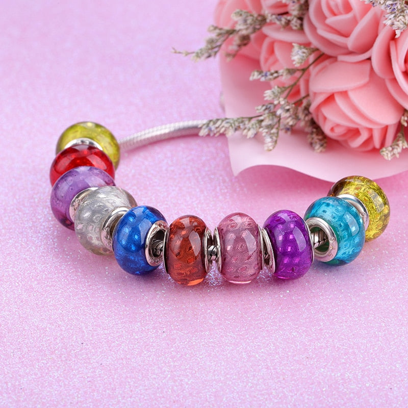 Lámpara colorida Pandora Glass Bead Murano Pulsera