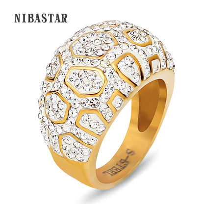 Gold Color Crystal steel Ring