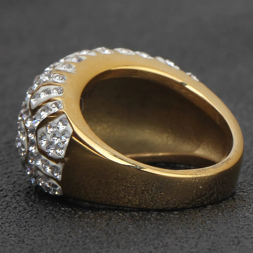 Gold Color Crystal steel Ring