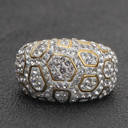 Gold Color Crystal steel Ring